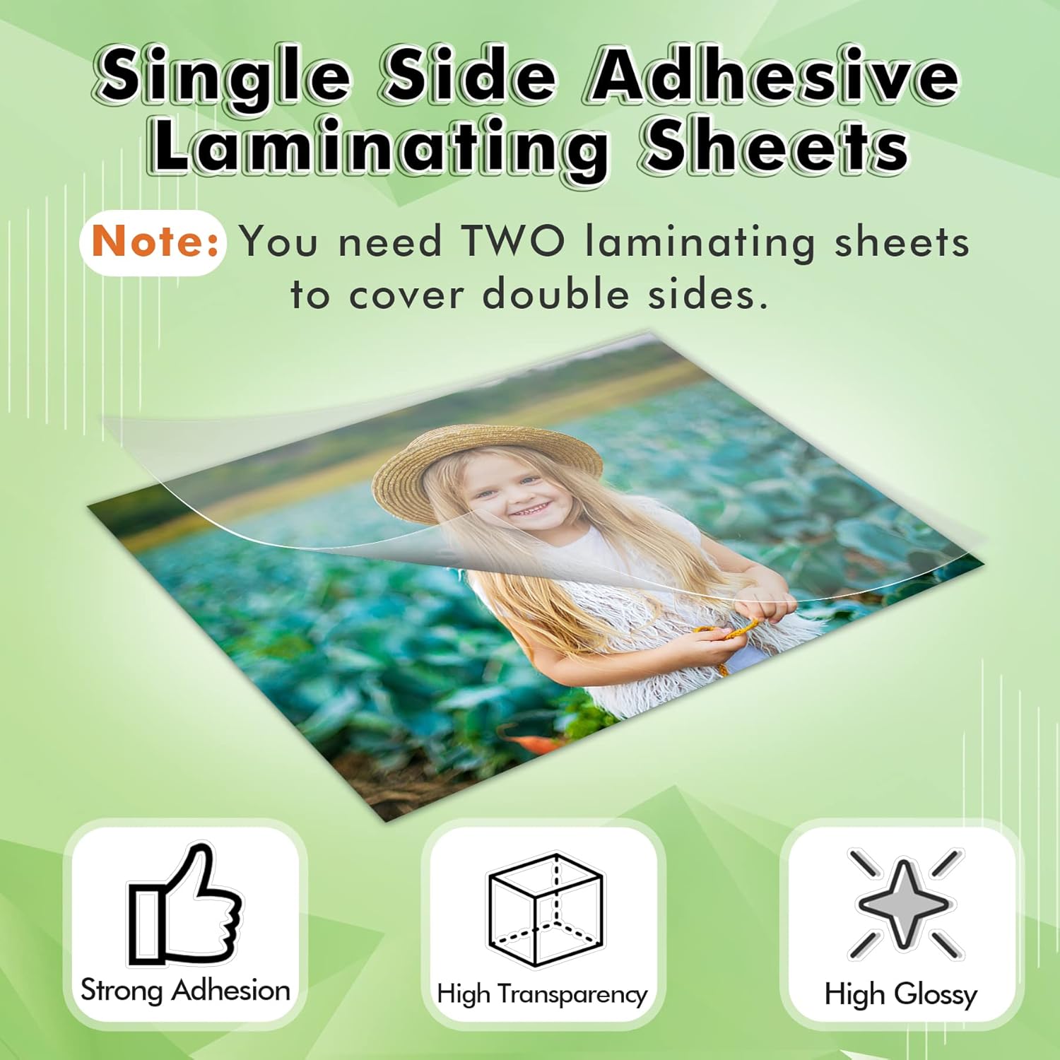 Koala Self Adhesive Laminating Sheets - 9 x 12 Inch Self Laminating Sheets, No Machine Needed Clear Self Sealing Laminate Sheets for Stickers, Photos - 5 Sheets