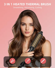 Avvnee Thermal Brush Curling Iron – 1.26" Heated Round Brush for Long Hair – 10 Temp Settings, 30s Fast Heat, Anti-Scald Design