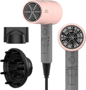 AINA Hair Dryer with Diffuser – Ionic Blow Dryer for Women with Cold Shot, Ceramic Coating & Turbo Heat, Fast Drying for Shine (Misty Blush)
