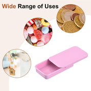 uxcell 4 Pcs Metal Tin Box Container – 2.4x1.3x0.4 Inch Slide Top Mini Storage Boxes for Candy, Cosmetics, Crafts (Pink)