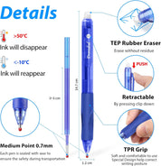 Drenubal 12-Pack Erasable Gel Pens – 0.7mm Black & Blue Ink, Quick-Drying, Comfort Grip, Multicolor Set for School, Office