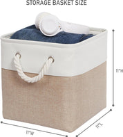 11 x 11 Inch Storage Cubes – 6-Pack Large Collapsible Fabric Storage Bins with Ropes – Foldable Organizer for Home, Office, Closet, Clothes & Toys