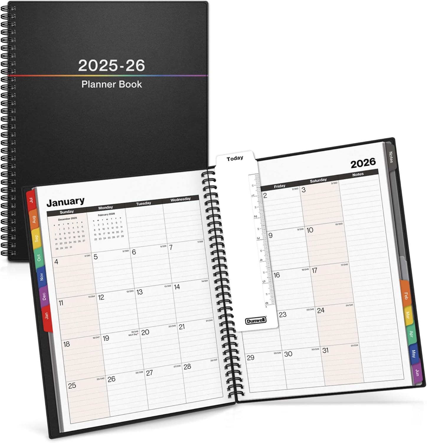 Large Academic Planner 2025–2026 – 8.5 x 11 Daily Calendar Book, July 2025 to June 2026, Spiral-Bound with Colorful Tabs, Stickers, Bookmark & Pocket