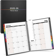 Large Academic Planner 2025–2026 – 8.5 x 11 Daily Calendar Book, July 2025 to June 2026, Spiral-Bound with Colorful Tabs, Stickers, Bookmark & Pocket