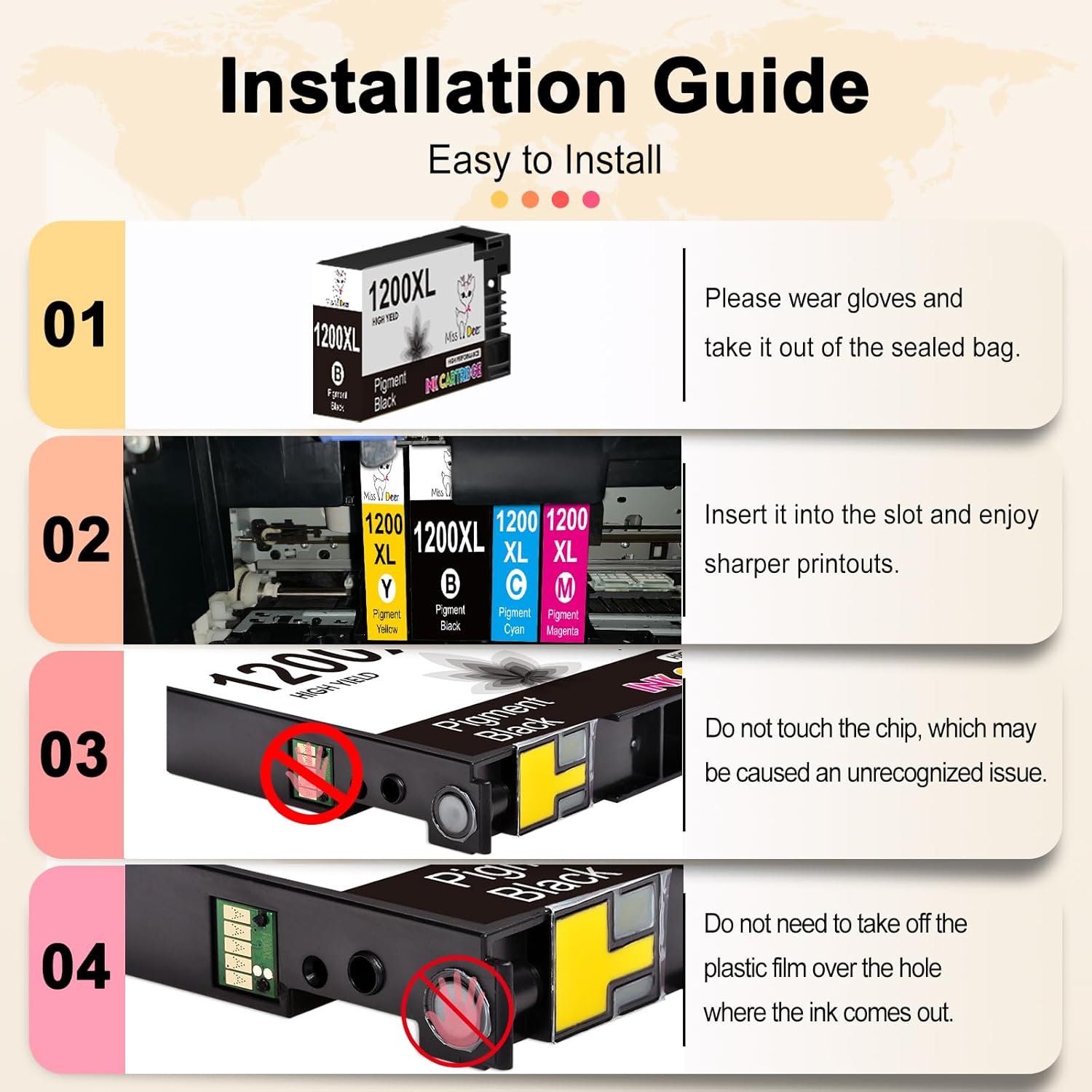 Miss Deer Maxify 1200 Ink Cartridges, Compatible for Canon 1200XL PGI 1200 XL, High Yield Work with Maxify MB2720 MB2120 MB2020 MB2050 MB2320 MB2350 M