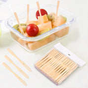 JTMY AOTA 200 Pack Bamboo Cocktail Forks – 3.5 Inch Natural Toothpicks for Appetizers, Dessert, Fruit & Catering