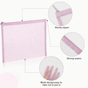 Boao 6-Piece Mesh Makeup Bags – Light Pink Nylon Travel Cosmetic Organizer Pouches with Zipper for Toiletries & Accessories