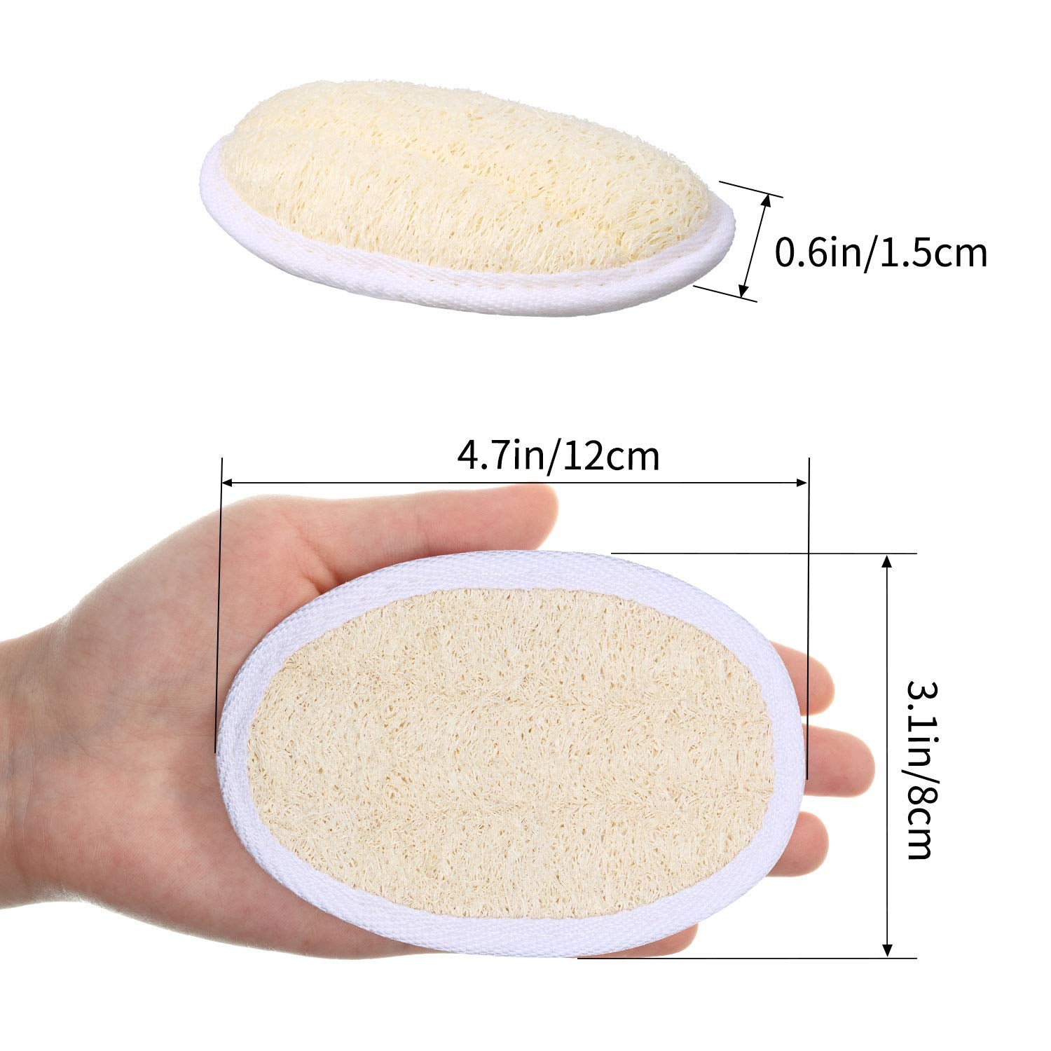 24-Pack Exfoliating Loofah Sponge Pads – Natural Facial & Body Scrubber for Bath, Shower, Spa (White & Brown)