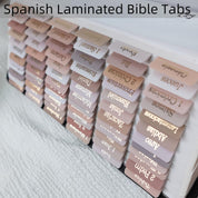 Spanish Laminated Bible Tabs – 80 Large Print Repositionable Tabs with Gold Foil Lettering – Easy-to-Apply Bible Index Tabs for Men & Women