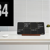 Desktop Black Glass Weekly Planner Dry Erase Whiteboard – 12x6 Portable Calendar with Detachable Wood Stand, Marker & Eraser – For Office, Home, Schools