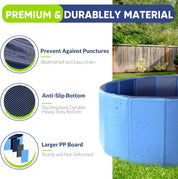 PUPTILY Foldable Dog Pool – 32" x 8" Collapsible Pet Swimming Tub with Drain