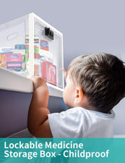 Large Medicine Lock Box – Lockable Plastic Storage with Combination Code for Medication, Snacks, Phones, or Office Use, Clear