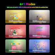 BALLKIND Dry Erase Board with Light – 13.7"x10" LED Neon Glow Message Board with Touch Control, Stand & 7 Markers – White Memo Night Light for Room, Office, Store, or Gift