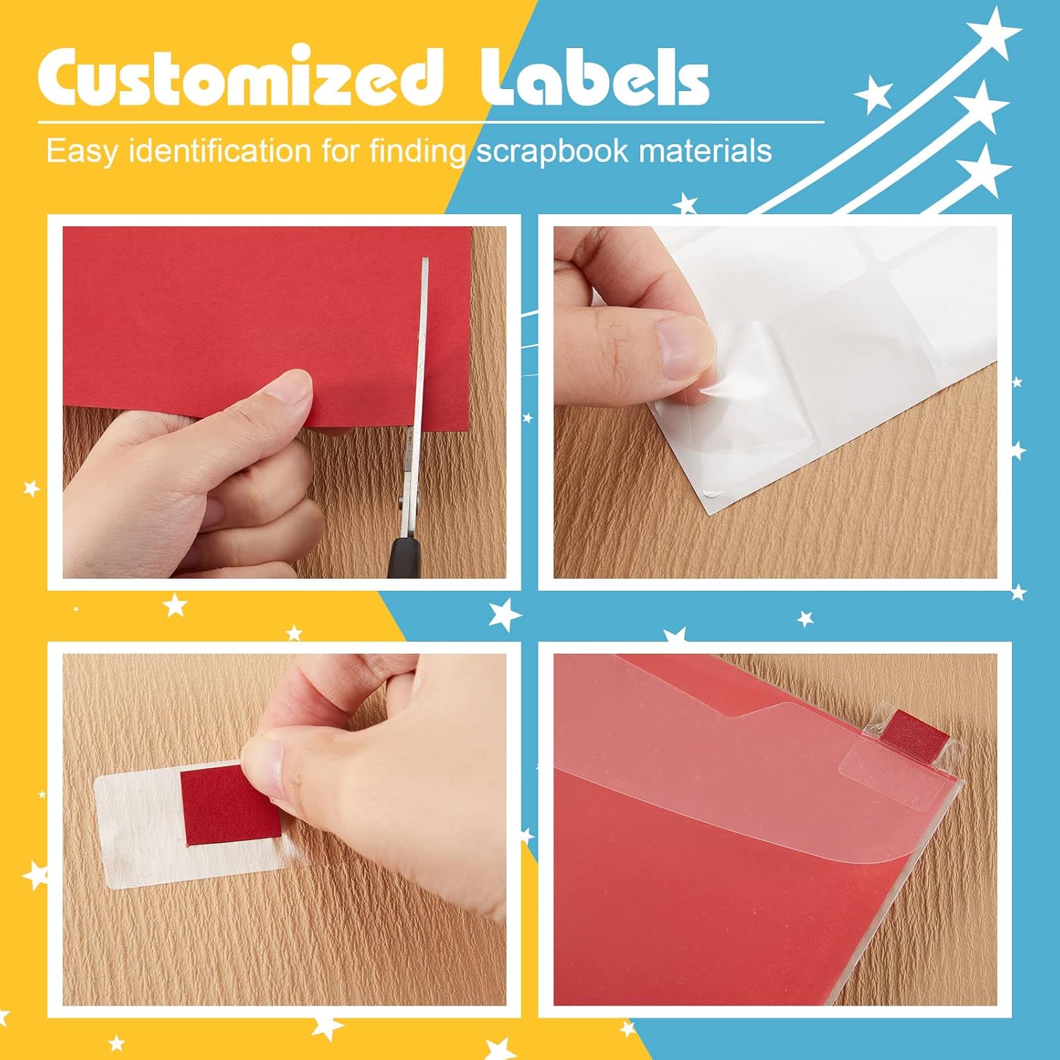 Henoyso 36-Pack Scrapbook Paper Organizer Sleeves – 12 x 12" Clear Plastic Storage Holders with Customizable PVC Tabs for Cardstock, Vinyl, Photos