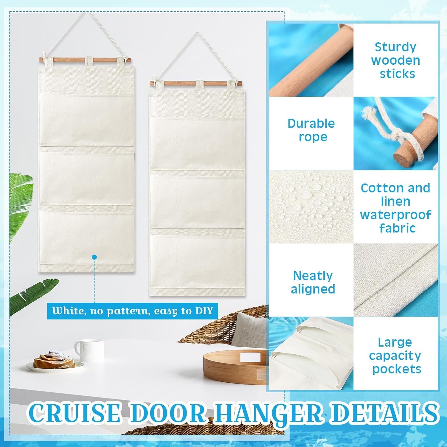 2-Pack Fish Extender Gift Hangers – 3-Pocket Cruise Hanging Organizers for FE Gift Exchanges & Pixie Dusting, 2025 Cruise Ready (White)