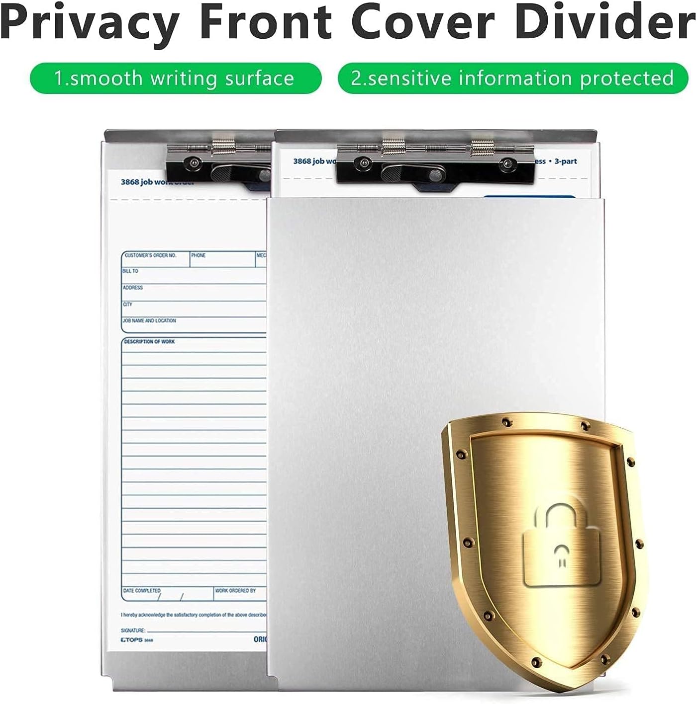 Aluminum Clipboard with Storage (Memo Size) – Recycled Metal Form Holder Binder, Fits Paper up to 5.66 x 9.5 Inches (A5 Size), 1 Pack