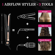 SKIMI Airflow Styler – Titanium Flat Iron & Curling Wand with Cooling Air Vents, 5 Heat Settings, Dual Voltage, Hair Straightener & Curler