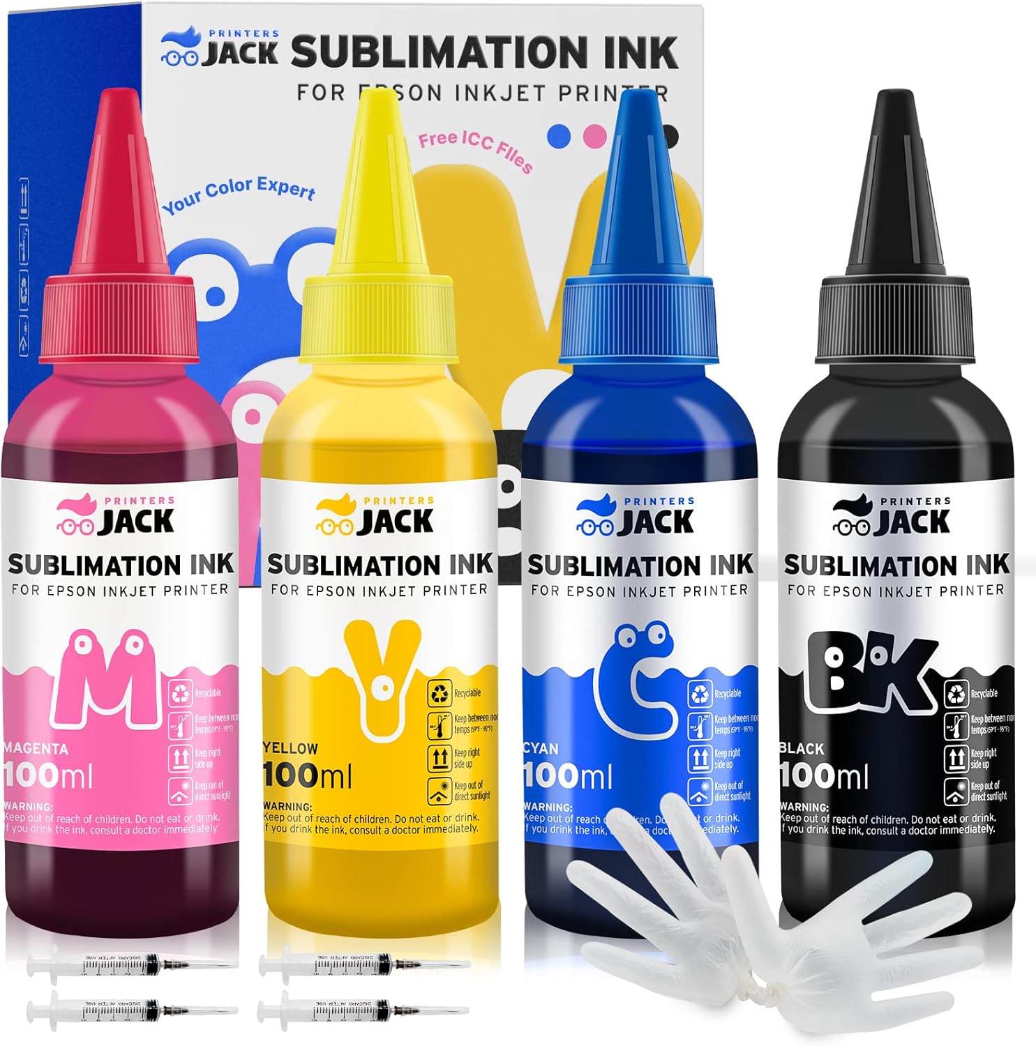 400ML Sublimation Ink Refill – For Epson C88, WF7710, ET Series Inkjet Printers – Heat Press Transfer Compatible, Multi-Color