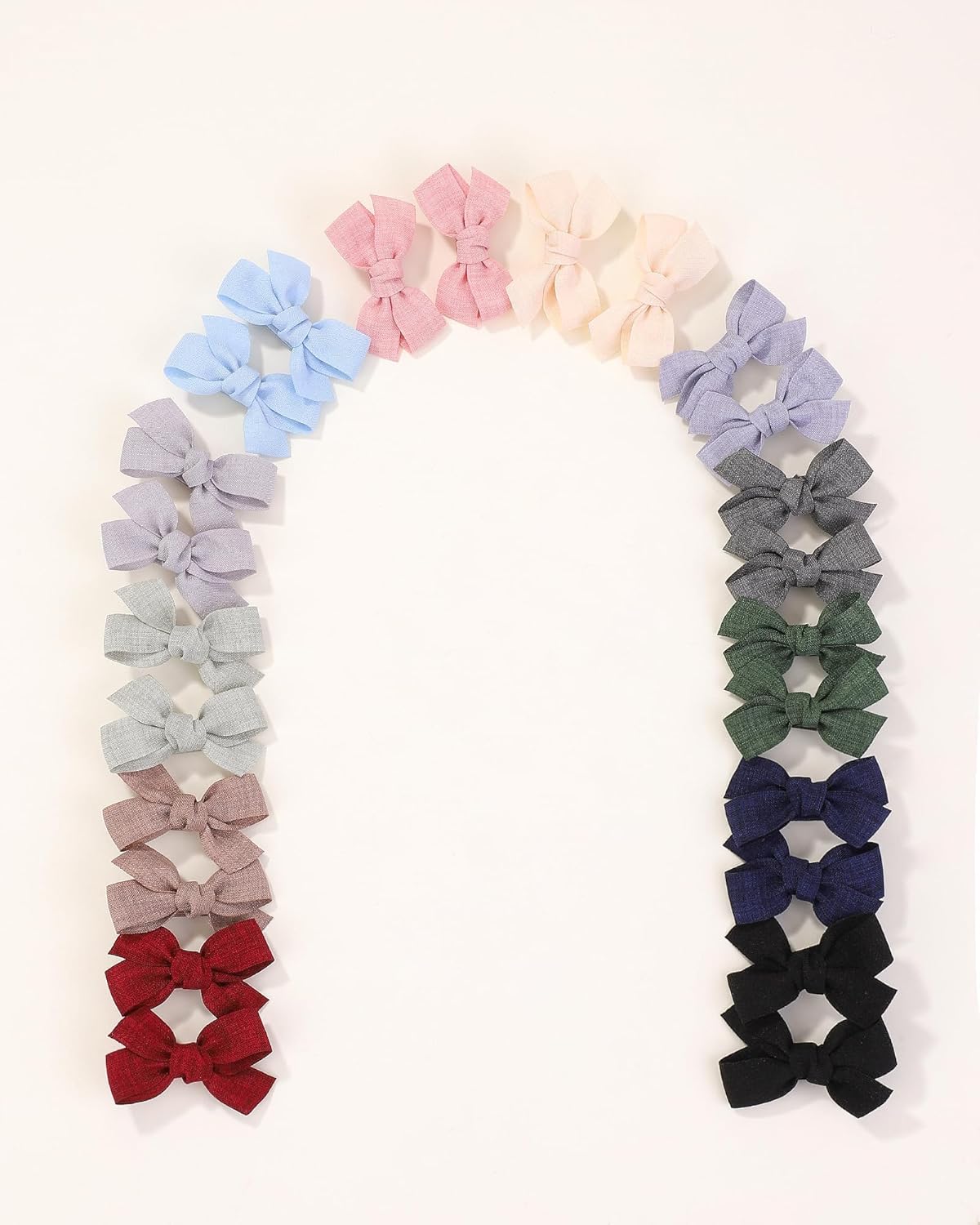 24PCS 2" Baby Hair Bows Clips – Fully Lined Solid Ribbon Mini Clip Bows for Baby Girls, Toddlers, Kids, Teens – Multicolor