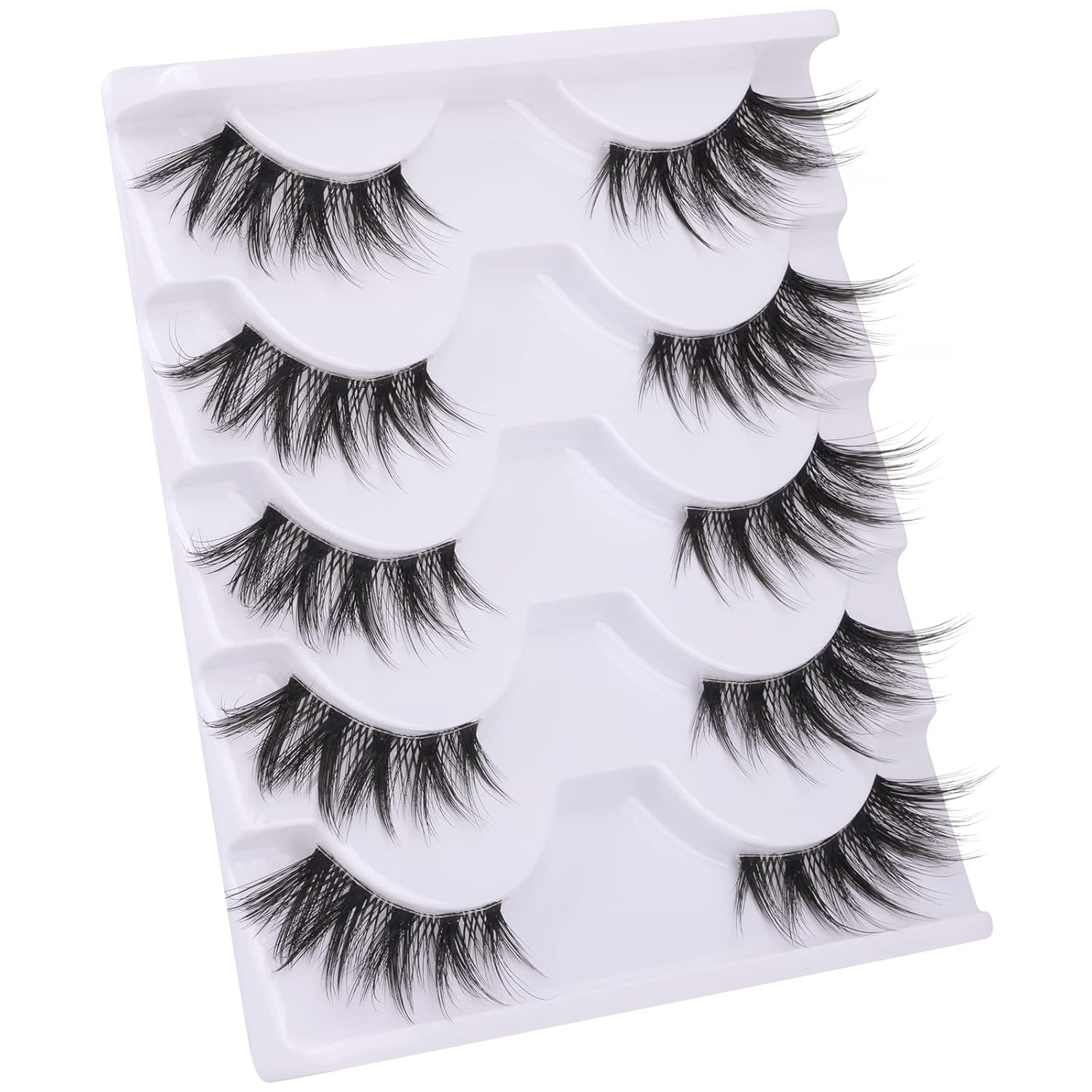 Zanlufly Half Lashes Manga Natural Wispy 3/4 Cat Eye False Eyelashes – Reusable Soft Faux Mink Lashes with Clear Band (Black)