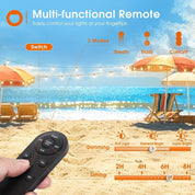 addlon 54FT (48+6) Solar String Lights – Waterproof Outdoor LED S14 Bulbs with USB Charging & Remote – Dimmable Bistro Lights for Patio, Garden, Yard, Porch – Lasts 20+ Hours