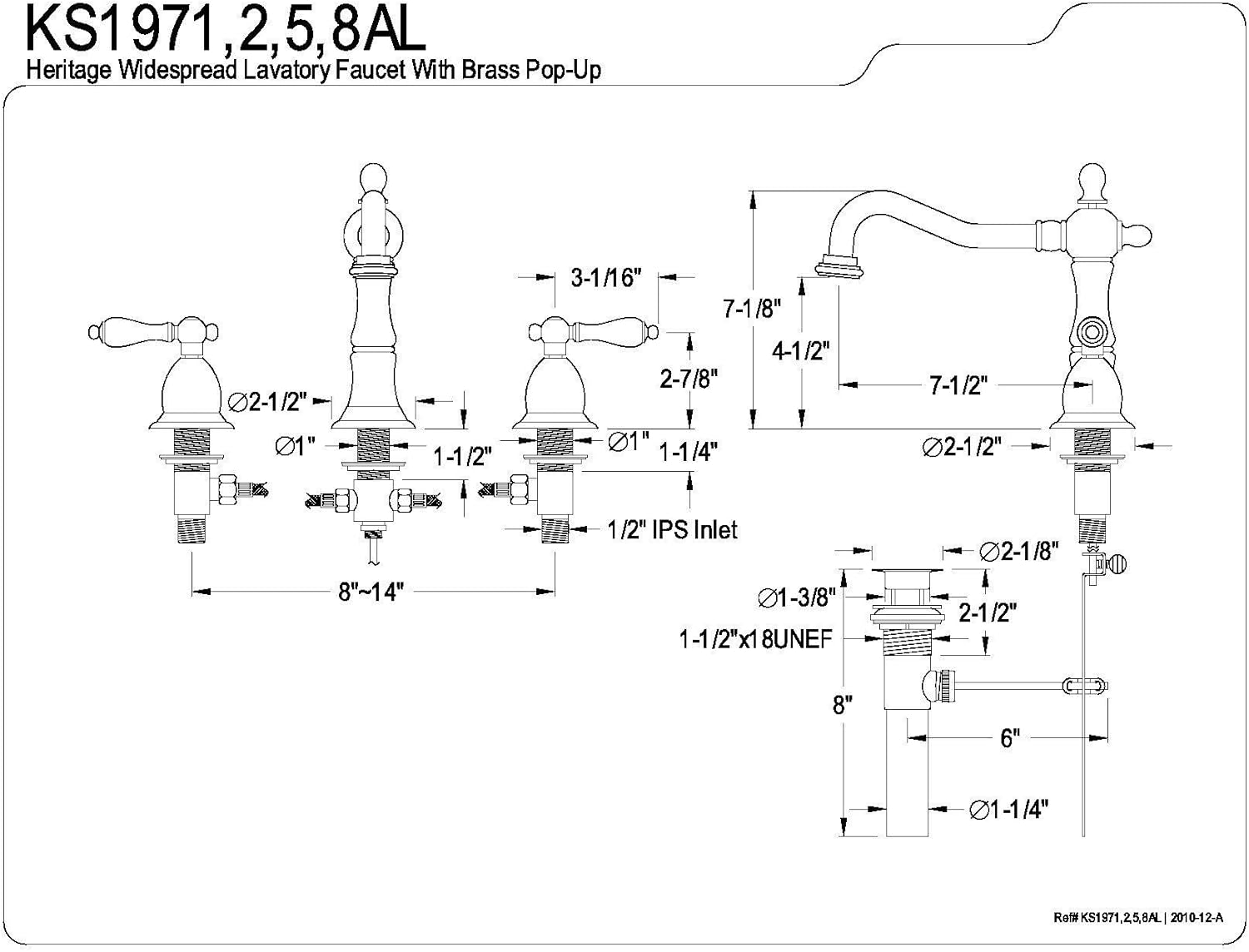 Kingston Brass KS1978AL 8 in. Widespread Bathroom Faucet – Brushed Nickel