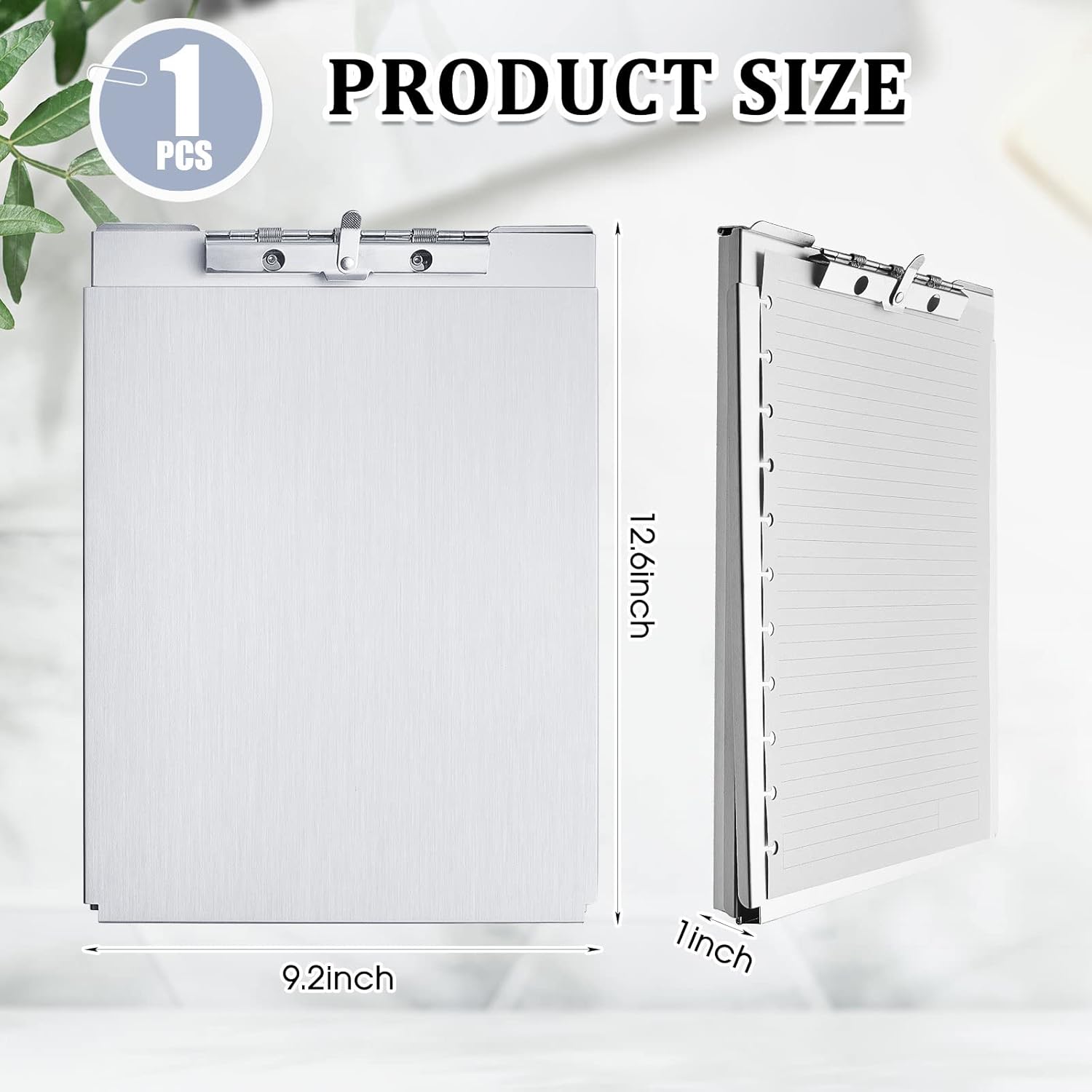 Henoyso Metal Storage Clipboard – Heavy-Duty Aluminum Clip Board with Storage Compartment – 12.6" x 9.2" – Fits Letter Size Paper