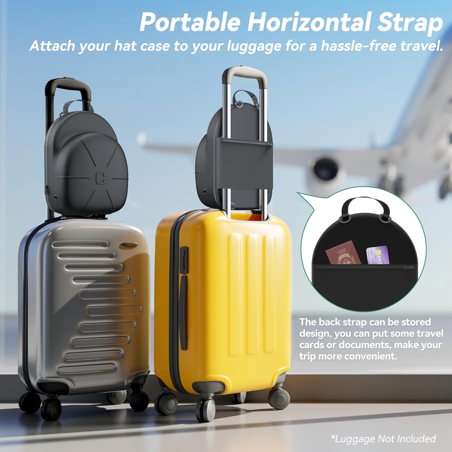 CLESOO Hat Case for Travel – Hard Hat Storage Box for Baseball Caps with Adjustable Strap, Black