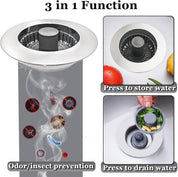 BAOLSLS 3-in-1 Kitchen Sink Stopper – Pop-Up Drain Strainer with Extra Basket Strainer, 3-1/2 Inch