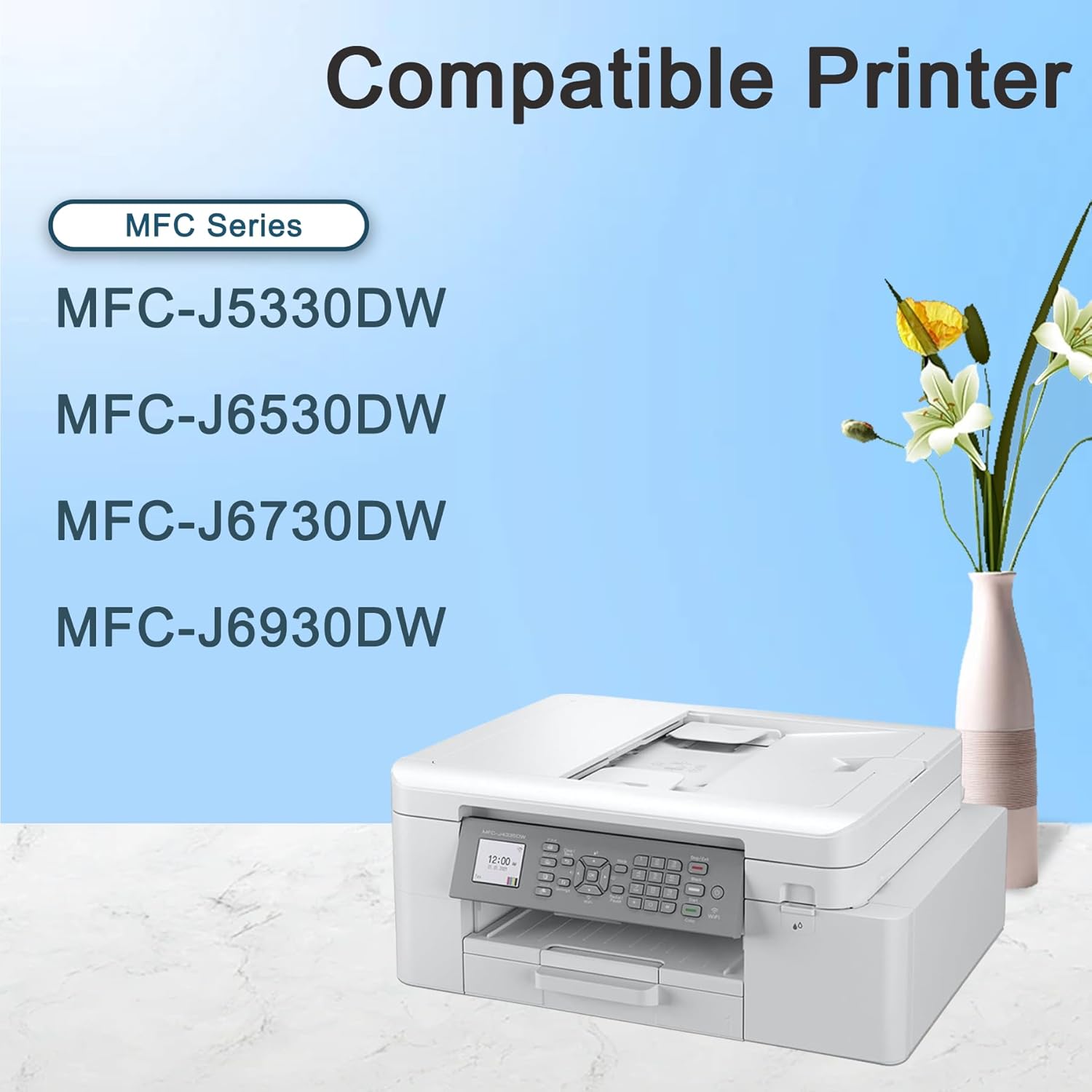 FADFAWN LC3017XL High Yield Ink Cartridges 5-Pack (BK/C/M/Y) – Compatible Replacement for Brother MFC-J5330DW, J6530DW, J6730DW, J6930DW Printers