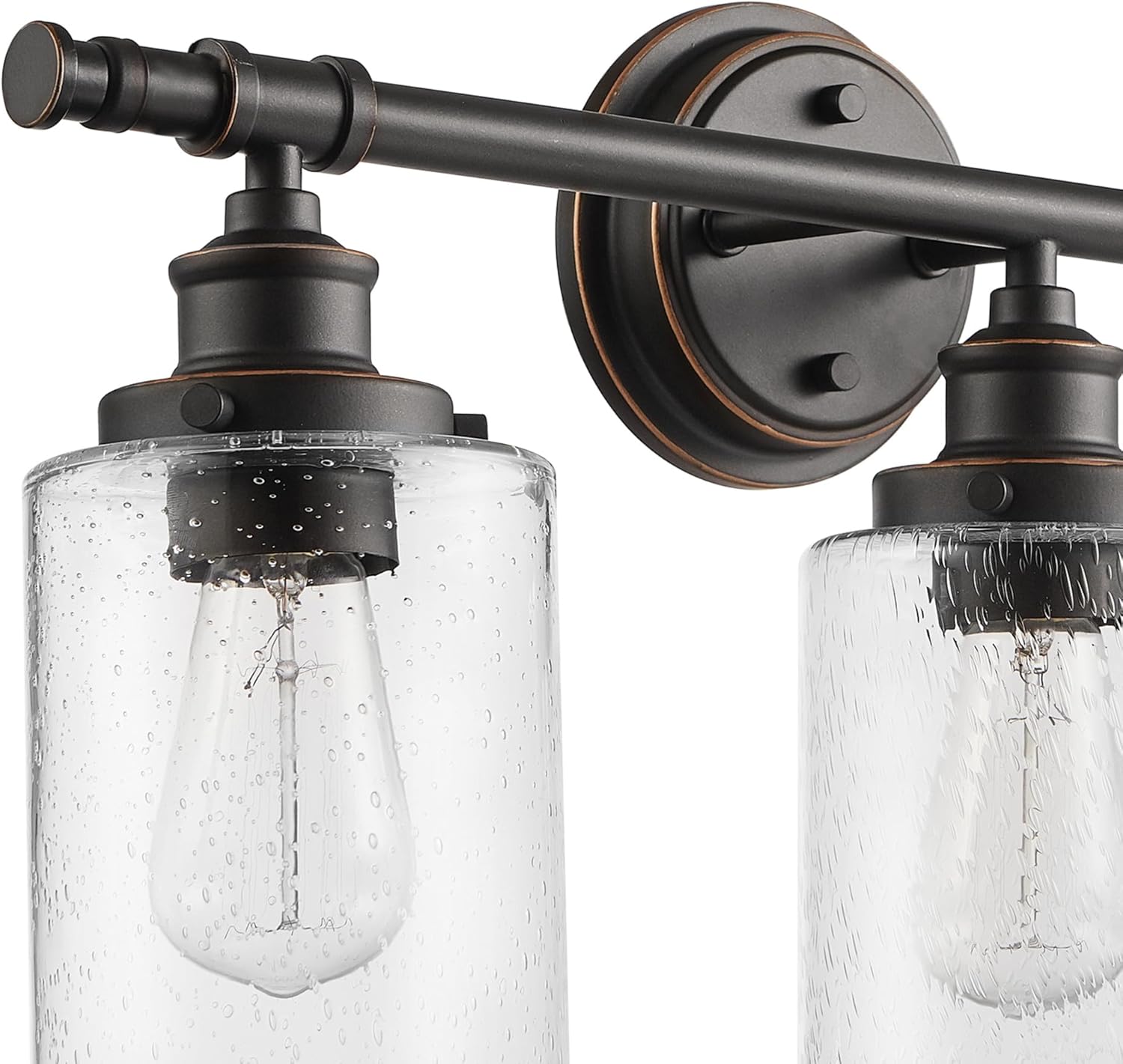 Globe Electric Camden 5-Piece All-in-One Bathroom Set – Vanity Light with Seeded Glass Shades & Accessories