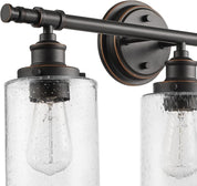 Globe Electric Camden 5-Piece All-in-One Bathroom Set – Vanity Light with Seeded Glass Shades & Accessories