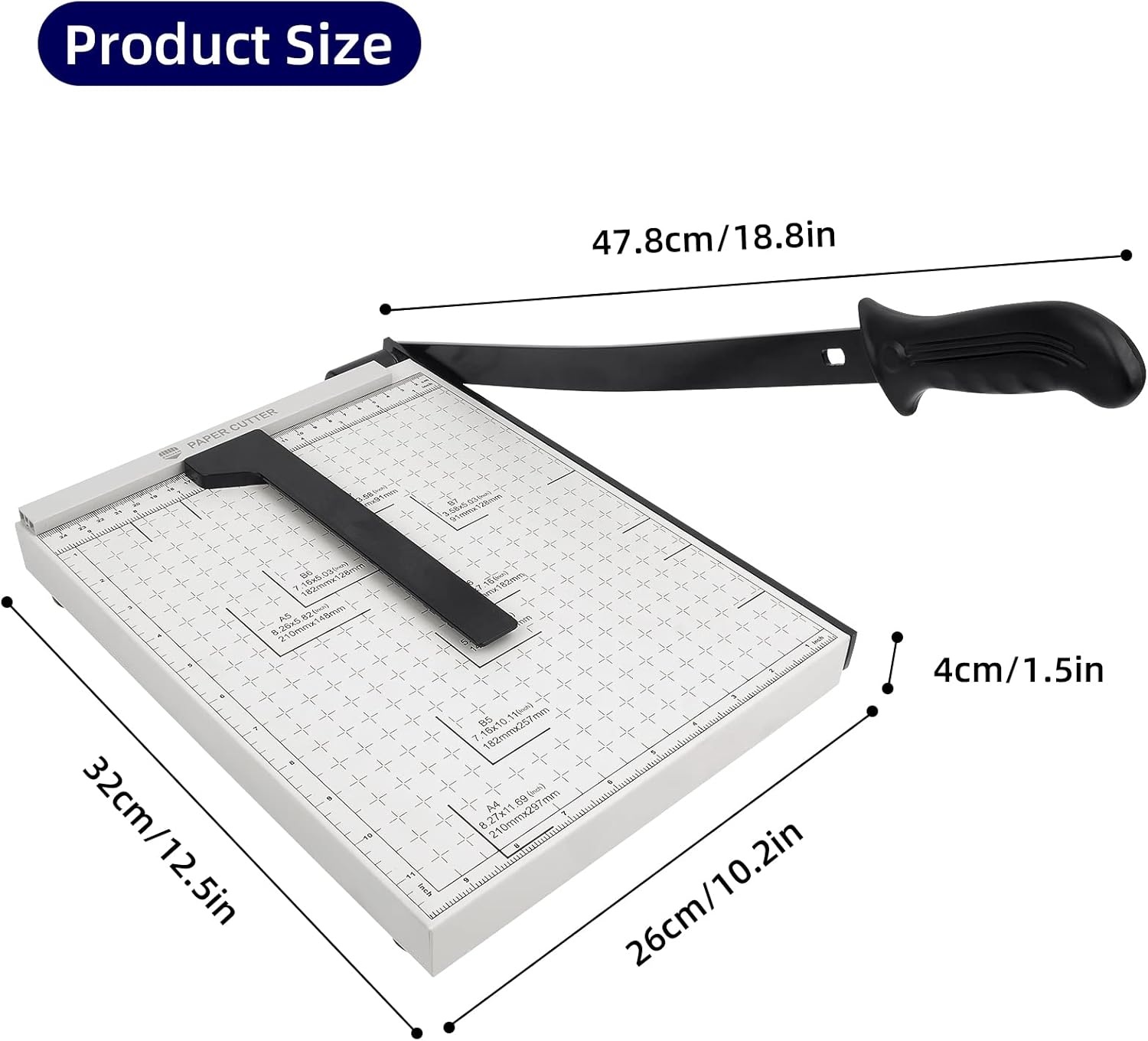 ZEQUAN Guillotine Paper Cutter – 12-Inch Heavy Duty Paper Trimmer with Safety Blade Lock, 12 Sheet Capacity – Metal Paper Slicer for Office, Home, and School
