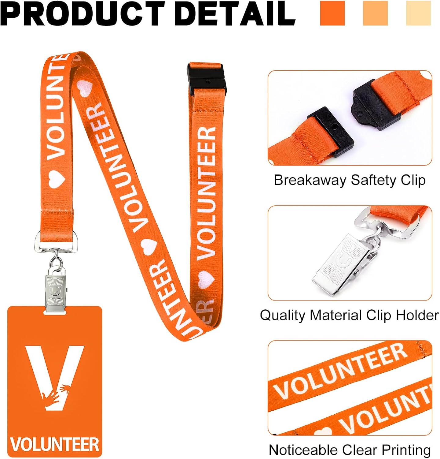 Colarr 24-Pack Volunteer Lanyards with PVC ID Badge Holders – Bulk Breakaway Neck Straps for Events, Church, School, Fundraisers