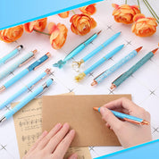 Estune 11-Piece Diamond Ballpoint Pens – Glitter Liquid Sand Crystal Pens for Women, Blue Ink, Metal Body (Blue)