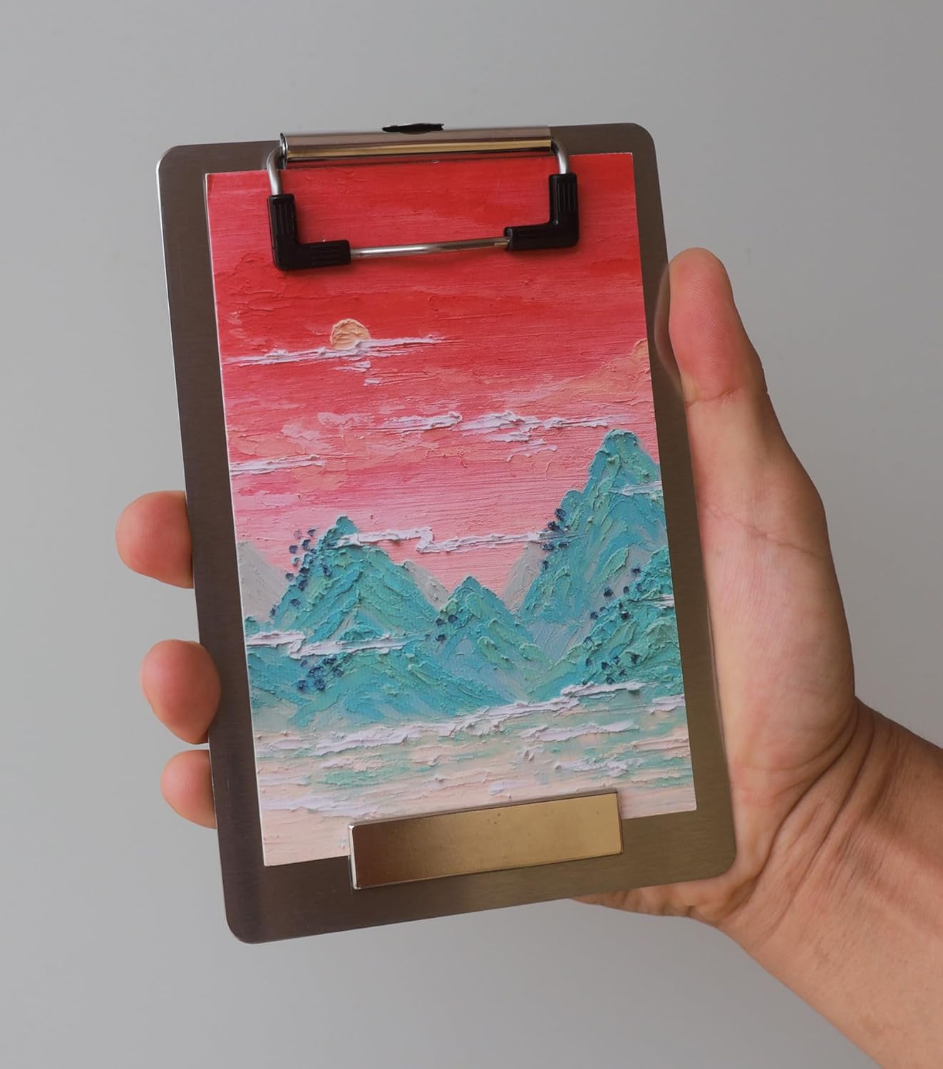 4×6 Stainless Steel Magnetic Clipboards – Mini Metal Clipboard with 304 Low Profile Clip, Message Board for Fridge, Recipes, Notes (4.3" x 6.5")