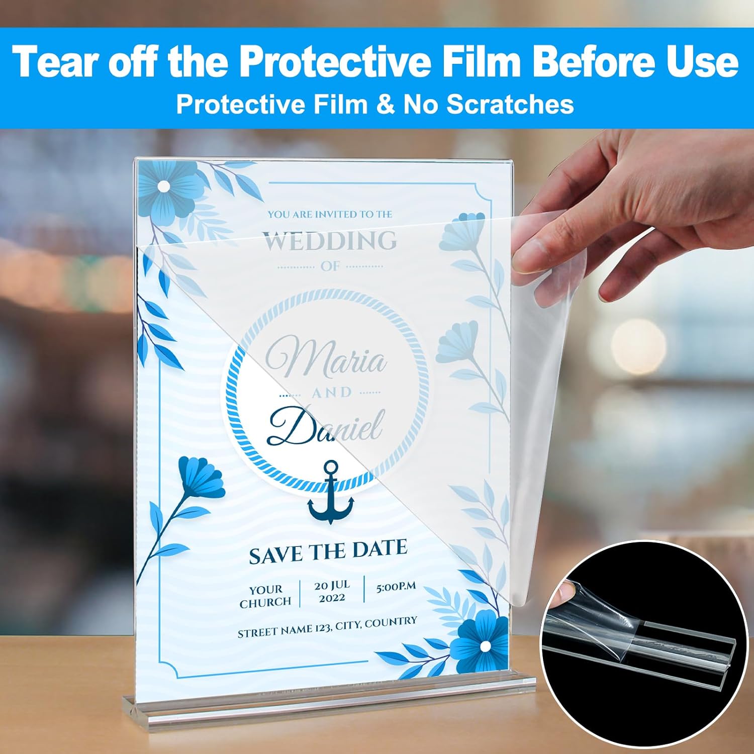 EHWINE Acrylic Sign Holder 8.5 x 11 – 6 Pack Double-Sided Clear Stand-Up Display Frames, Polished Acrylic Tabletop Menu Flyer Paper Holders for Office, Store, Business, Weddings & Events