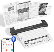 ITP02L Portable Wireless Printer – Bluetooth Travel Printer, Supports 8.5"x11" & A4 Thermal Paper, Compatible with Android & iOS, Black