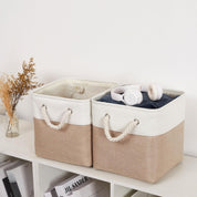 11 x 11 Inch Storage Cubes – 6-Pack Large Collapsible Fabric Storage Bins with Ropes – Foldable Organizer for Home, Office, Closet, Clothes & Toys