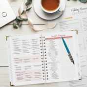 Wedding Planner – Bride’s Organizer Book with 5 Tabbed Sections, Hardcover with Metal Corners, Inner Pockets & Stickers – 6.5" x 8.75"