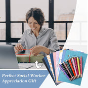 18-Piece Social Worker Appreciation Gift Set – Includes 9 Inspirational Notebooks & 9 Pens – Colorful Graduation Gifts