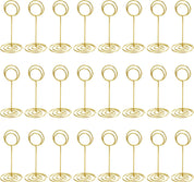 TecUnite 3.35" Gold Table Number Holder – Wire Place Card, Photo, Name, Menu Clip Stand for Events & Centerpieces – Set of 24