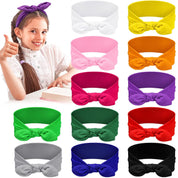 Giegxin 12-Pack Colorful Cloth Headbands for Girls – Removable Rabbit Ear Bow Hairbands, 12 Colors