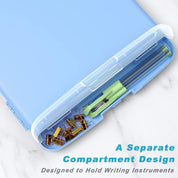 Plastic Clipboard with Storage – 8.5 x 11 High Capacity Side-Opening Folio Nursing Case with Pen Holder – Blue