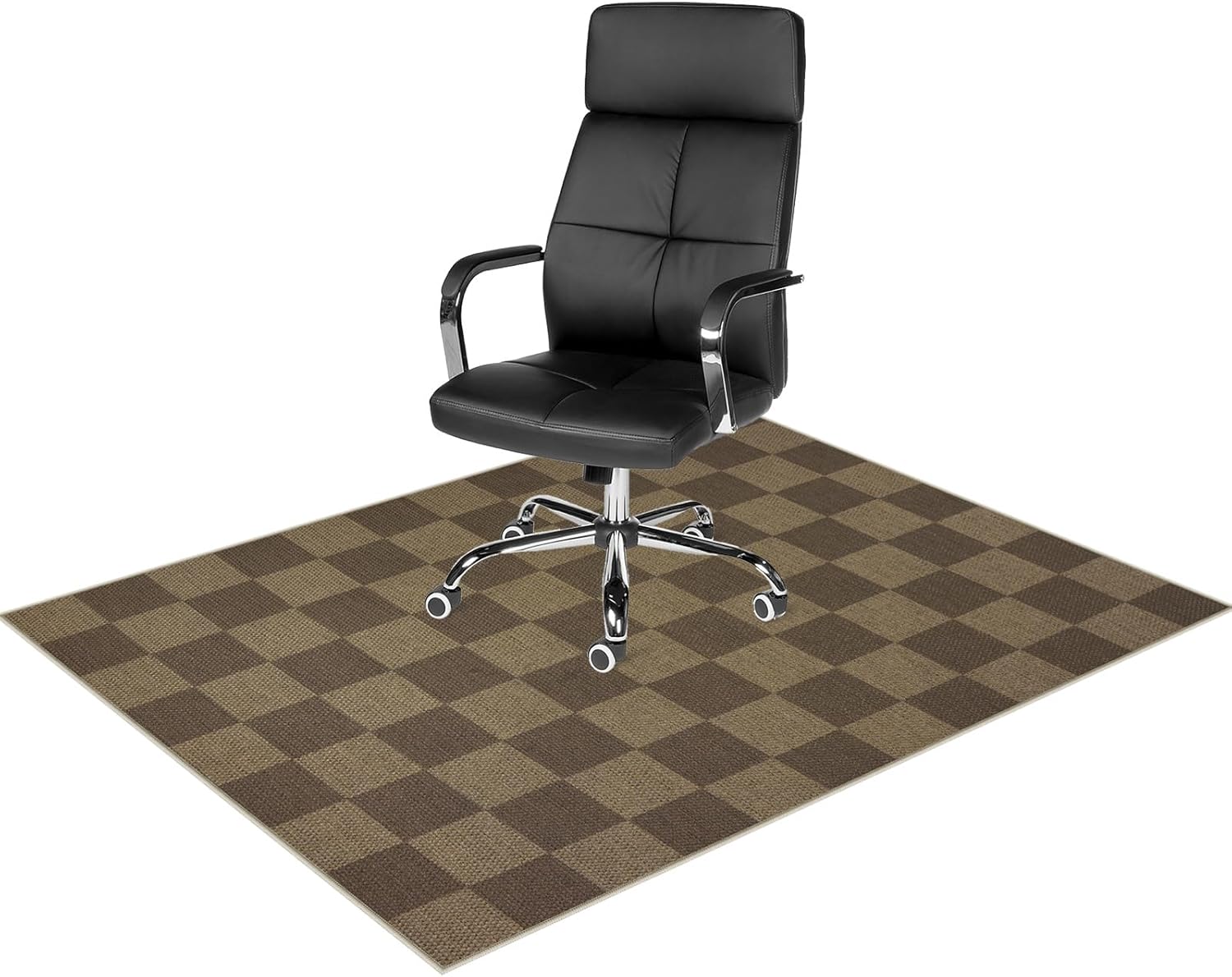 Anidaroel 48"x60" Chair Mat for Hardwood & Tile Floors – Anti-Slip Desk Chair Rug for Home Office, Large Rectangular Floor Protector for Rolling Chairs, Rice Coffee-2 / Check