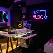 Wanxing Live Music Neon Sign – LED Wall Décor Light in Blue & Pink – USB Powered Neon Sign for Music Studio, Bedroom, Bar, or Party