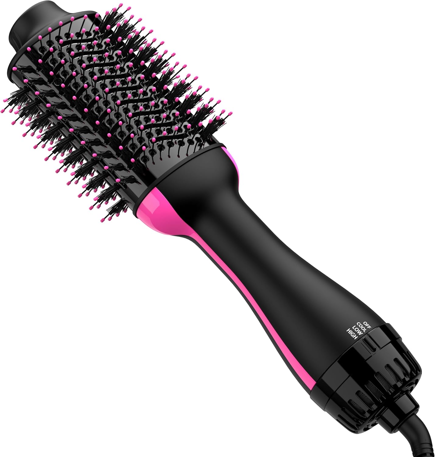 4-in-1 Hair Dryer Brush and Styler Volumizer – Black/Pink, Ceramic Titanium Barrel