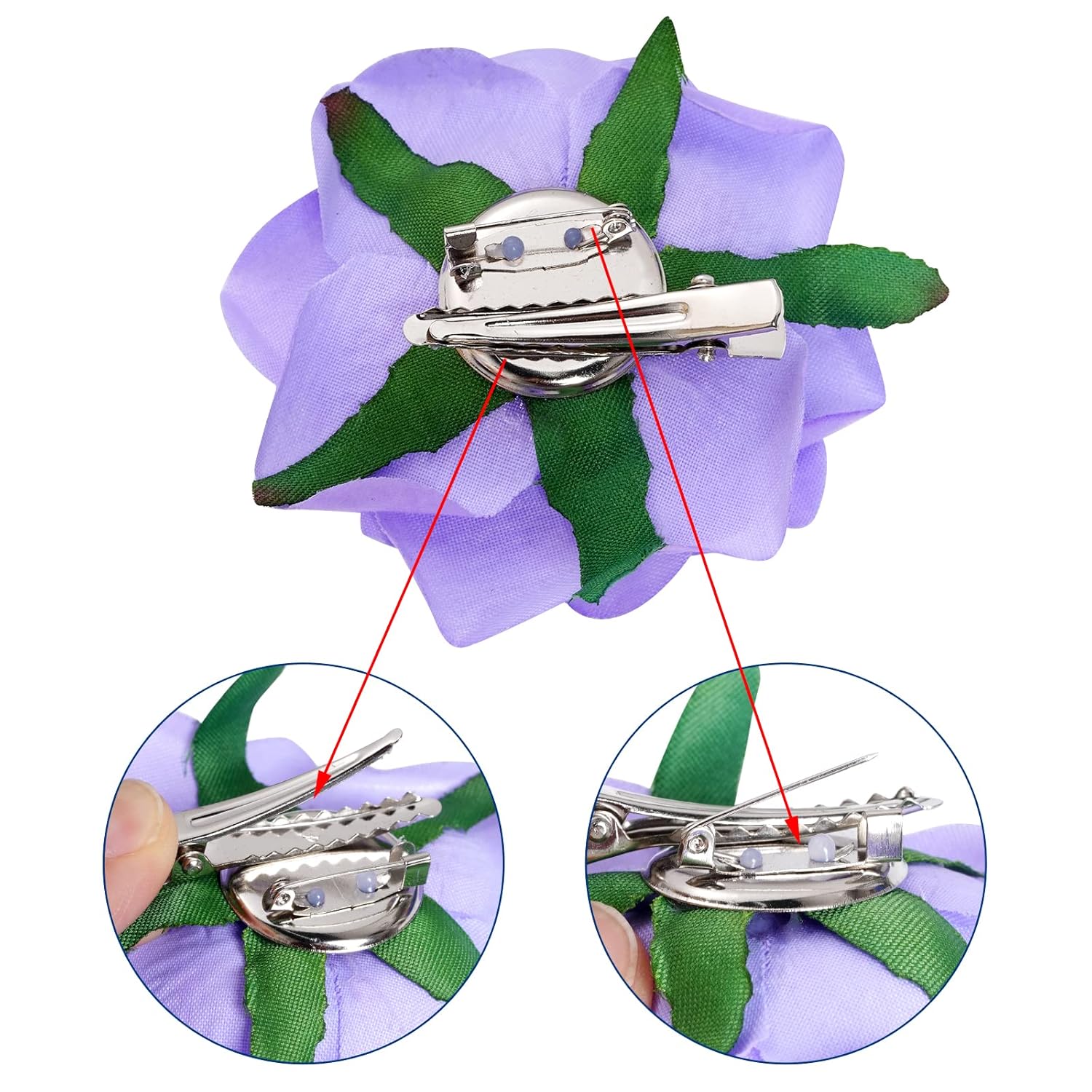 Topbuti Purple Rose Hair Clips – 4-Pack Fabric Flower Hairpins & Brooches for Women and Girls, 2 Sizes