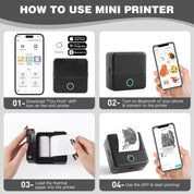 Print Pods Mini Thermal Printer – Inkless Pocket Sticker Maker with 10 Rolls Paper – Bluetooth Printer for Notes, Flashcards, Journals, DIY – Compatible with iOS & Android – Black (New)