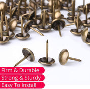 5/8" x 13/16" Antique Bronze Upholstery Tacks – 100-Pack Furniture Thumb Tacks – Decorative Push Pins for DIY Wood Furniture & Sofa Décor